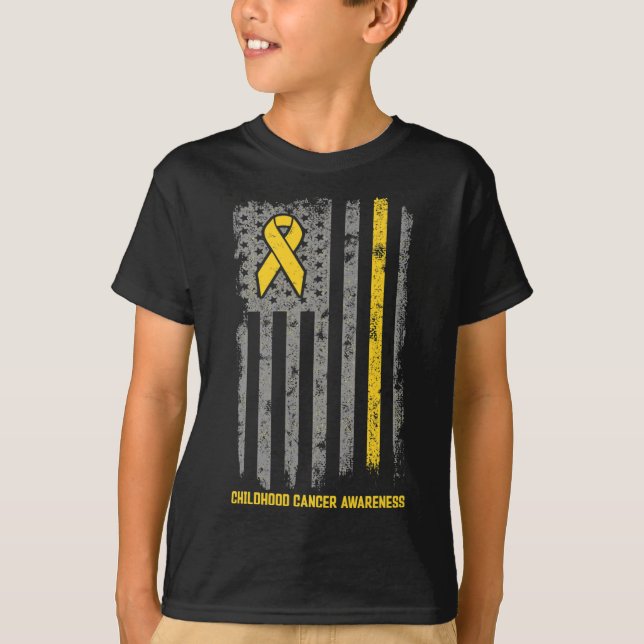 Krebsflagge Kinder-Krebsbewusstsein T-Shirt (Vorderseite)