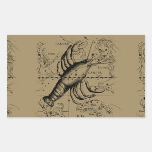 Krebskonstellation Hevelius 1690 Engaving Rechteckiger Aufkleber
