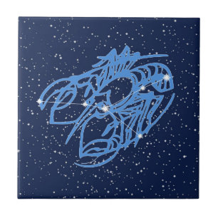 Krebskonstellation und Sonnensignatur mit Sternen Fliese