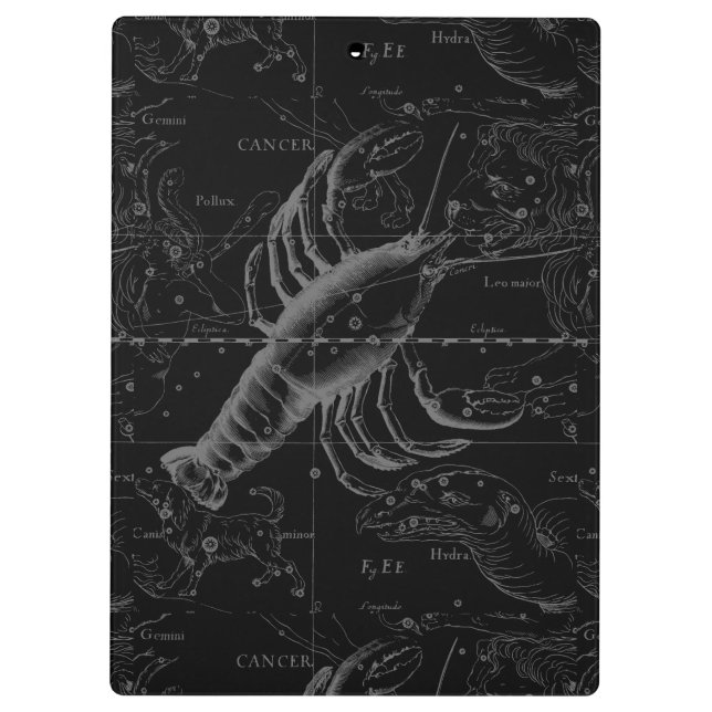 Krebskonstellation Vintage Gravur Klemmbrett (Rückseite)