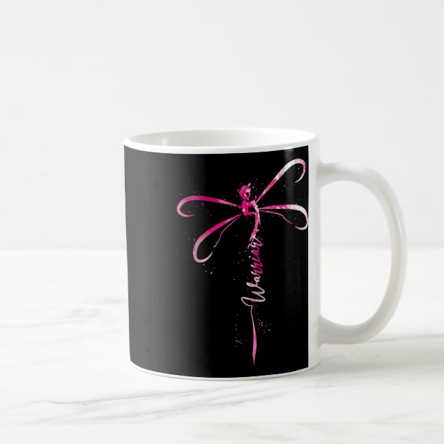 Krebskrieger Brustkrebs-Bewusstseinsdragonfly Kaffeetasse (Rechts)