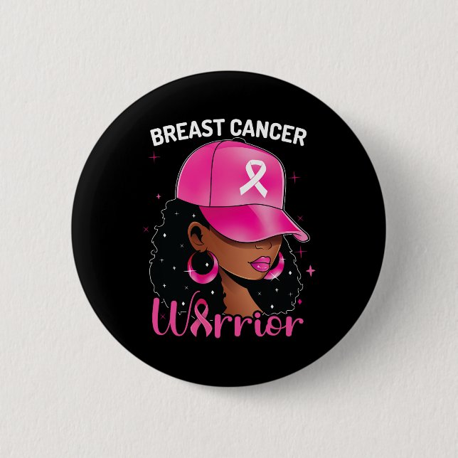 Krebskrieger Schwarze Frauen Brustkrebs Bewusstsei Button (Vorderseite)