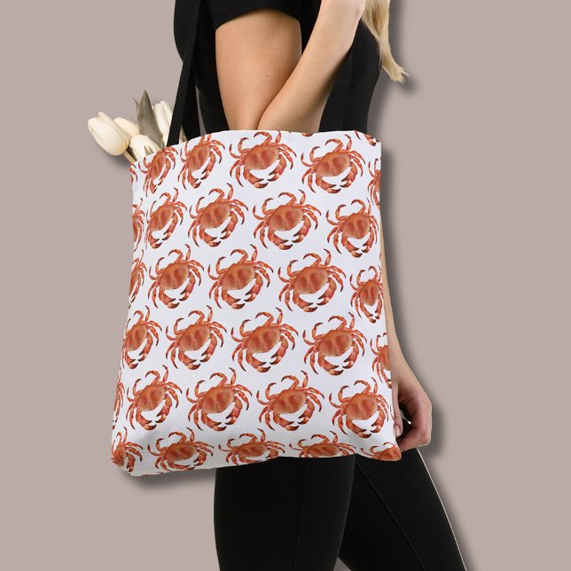 Krebspanzer-Meeresmuster (Brown crab coastal crustacean tote bag)