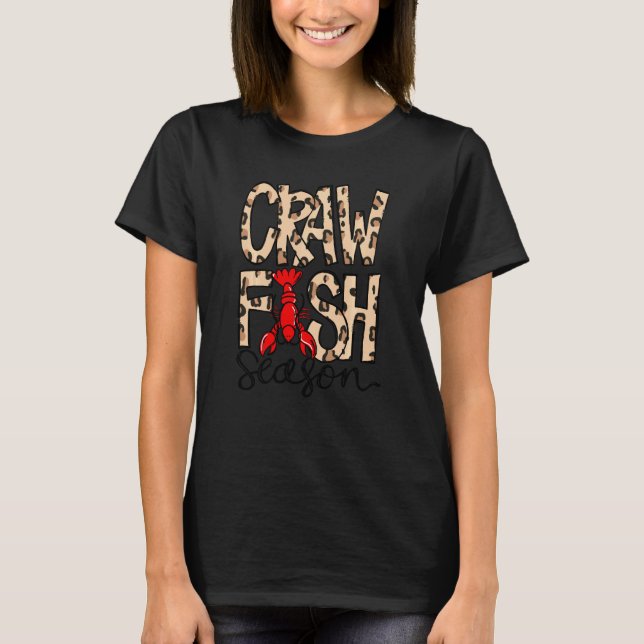 Krebssaison Leopardendruck Liebe Crawfish T-Shirt (Vorderseite)