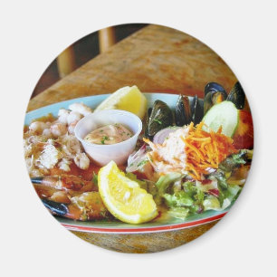 Krebsscheren Zitronen Salate Meeresfrüchte-Platten Magnet