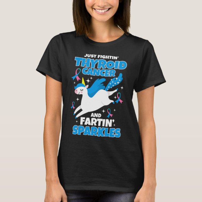 Krebsspass Einhorn Farting Glitzern T-Shirt (Vorderseite)