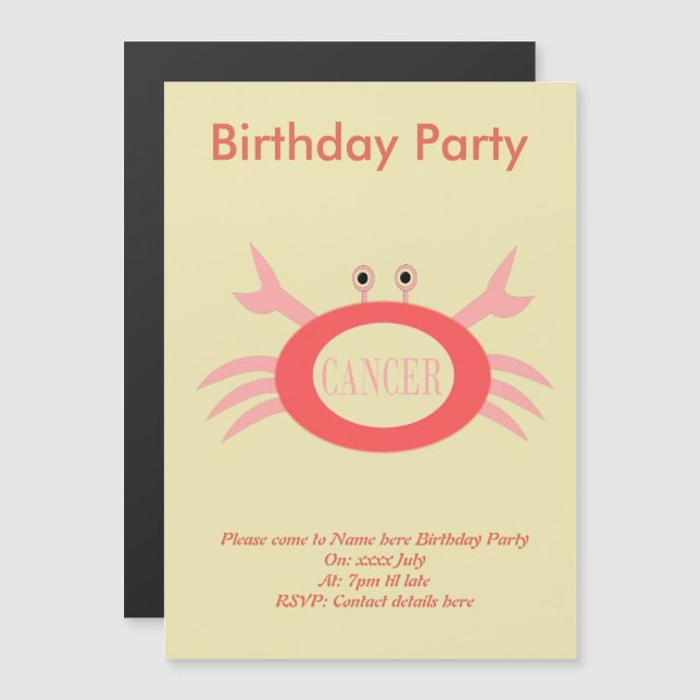 Krebssternkrebs Einladungen nach Maß (Vorne/Hinten)