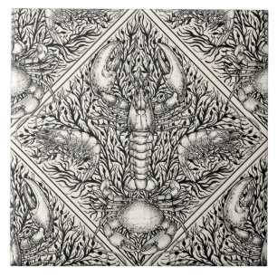 Krebstiere in schwarz und naturweiß fliese