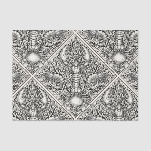 Krebstiere in schwarz und naturweiß seidenpapier (Vorderseite)