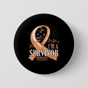 Krebsüberlebender Pfirsichband Gebärmutterhutterkr Button