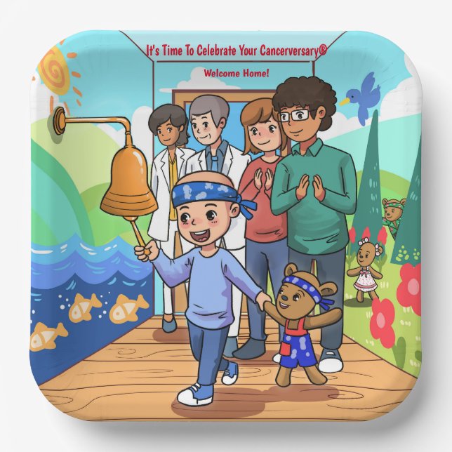 Krebsüberlebung Jubiläum Party-Teller Pappteller (Vorderseite)