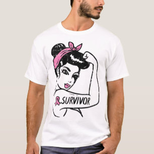 Krebsüberlebung Rosie Riveter Pink Awareness Women T-Shirt