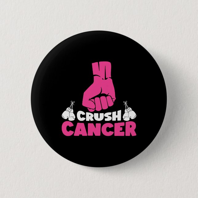 Krebsvorsorge für Crush Cancer Boxing Pink Ribbon  Button (Vorderseite)