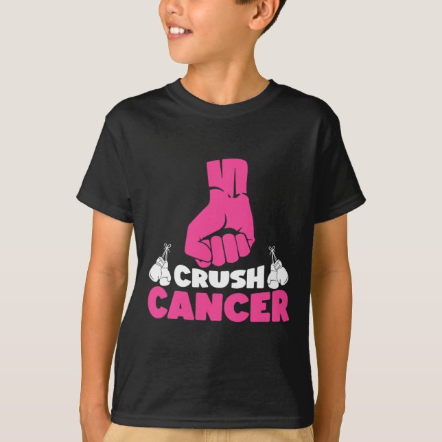 Krebsvorsorge für Crush Cancer Boxing Pink Ribbon  T-Shirt (Vorderseite)