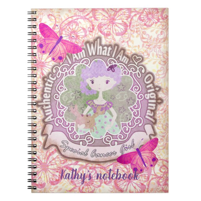 Krebszeichen Personalisiert. Notebook Notizblock (Vorderseite)