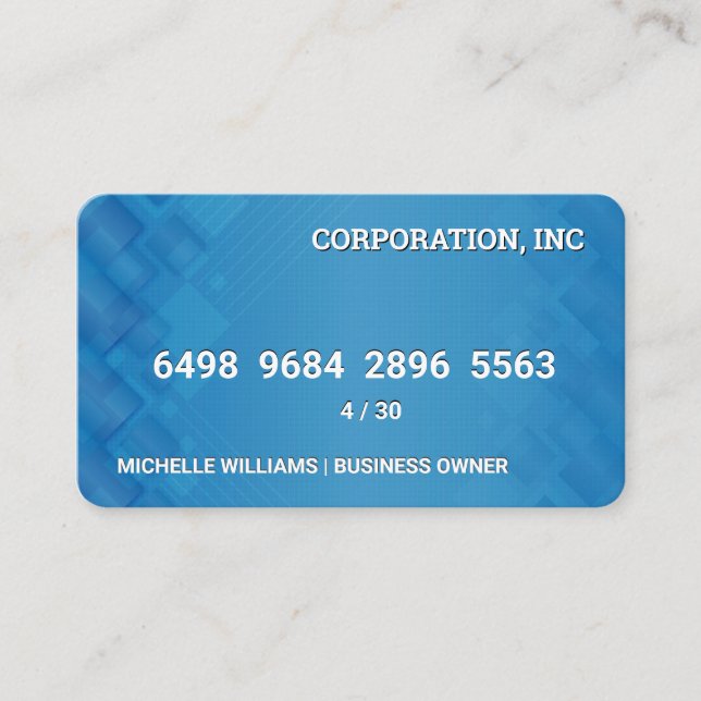 Kreditkarte | Blaue geometrische Schichten Visitenkarte (Vorderseite)