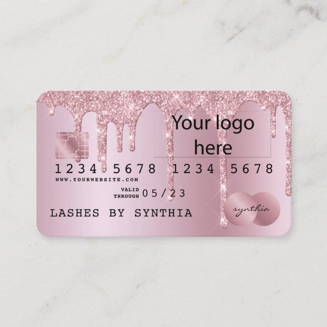 Kreditkarte gestochen ADD IHR LOGO Dripping Gold Visitenkarte (Vorderseite)