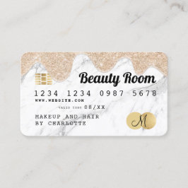 Kreditkarte Girl Gold Glitzer Tropfen Marmor Schön Visitenkarte