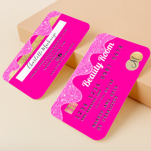 Kreditkarte Glitzer Tropfen Schönheit rosa Monogra Visitenkarte
