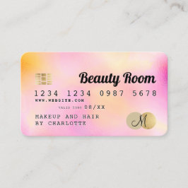 Kreditkarte Gold Perlrosa Girl Beauty Monogramm Visitenkarte