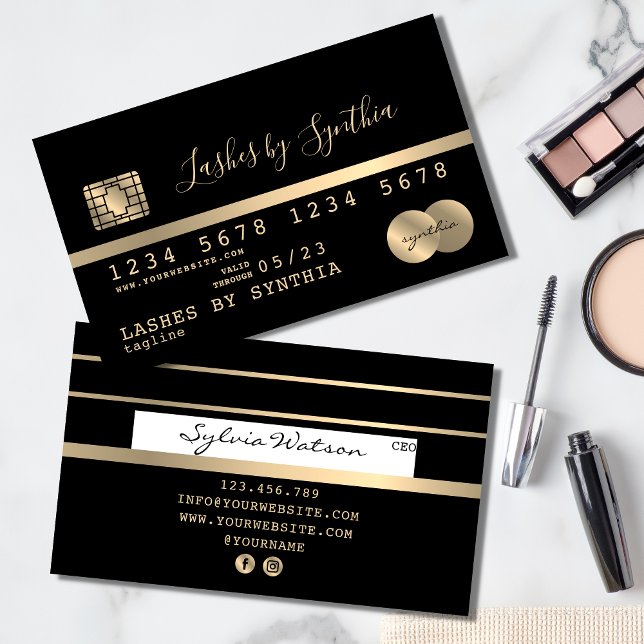 Kreditkarte Gold und Schwarz tragen Ihren Namen hi Visitenkarte (Von Creator hochgeladen)