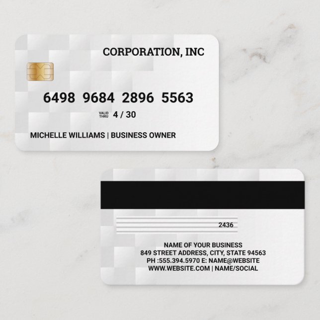 Kreditkarte | Modern-Muster der Weißen Geometrie Visitenkarte (Vorne/Hinten)