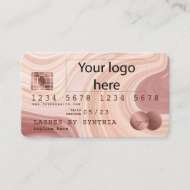 Kreditkarte Moderne rosafarbene Marmor Logo hinzuf Visitenkarte