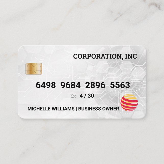 Kreditkarte | Moderner technischer Hintergrund Visitenkarte (Vorderseite)