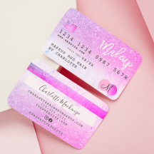 Kreditkarte rosa lila Glitzer Marmor Monogramm