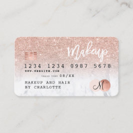 Kreditkarte Rose Gold Glitzer Marmor chic Monogram Visitenkarte