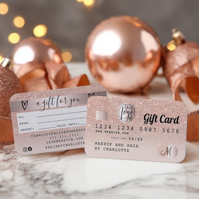 Kreditkarte Rose Gold Glitzer ombre Geschenkkarte Visitenkarte (Credit card rose gold glitter ombre gift card)