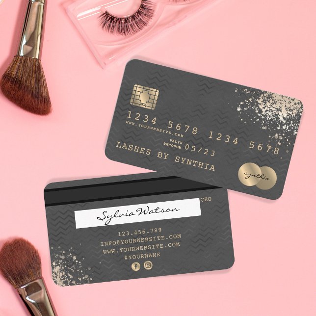 Kreditkarte schwarz Zickzack Visitenkarte (Von Creator hochgeladen)