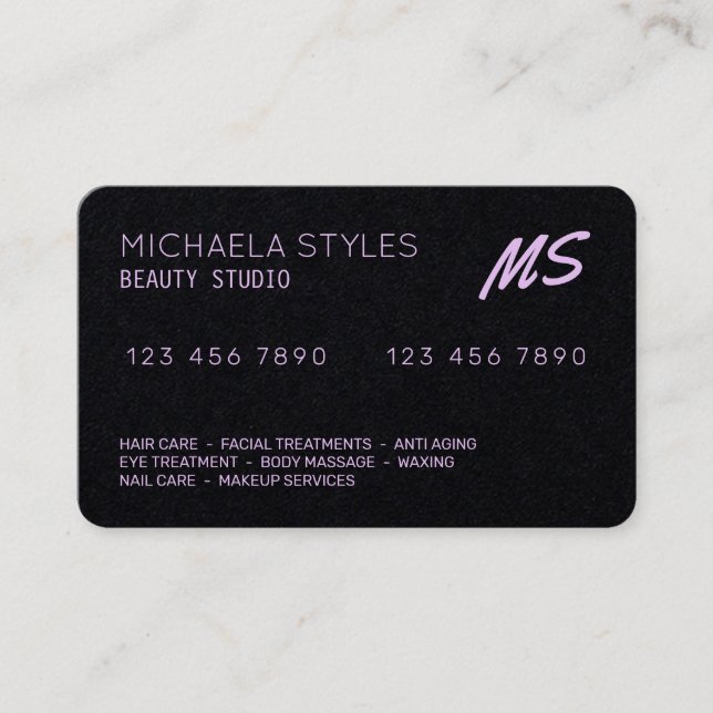 Kreditkarte sieht inspiriert rosa schwarz aus visitenkarte (Vorderseite)