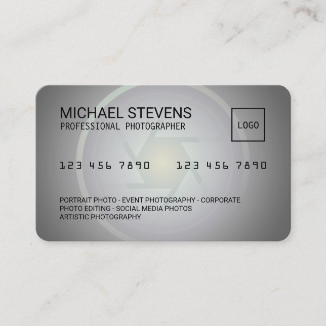 Kreditkarte sieht inspirierten Foto-Service aus Visitenkarte (Vorderseite)