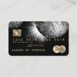 Kreditkarte Stil Silver Disco Ball Glitter 70er Visitenkarte