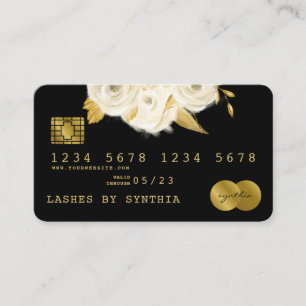 Kreditkarte Stilvoll Black Floral Gold Visitenkarte