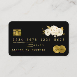 Kreditkarte Stilvoll Black Floral Gold Visitenkarte