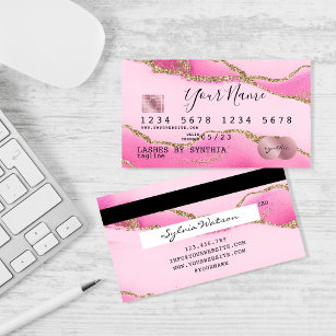 Kreditkarte Stilvoll rosa Agate Gold Makeup Visitenkarte