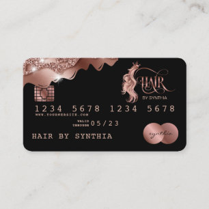 Kreditkarte Stilvoll tropfende Rose Gold Hair Styl Visitenkarte