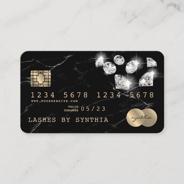 Kreditkarte Styling Black Marmor Diamonds Visitenkarte (Vorderseite)