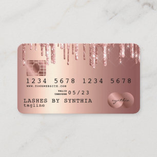 Kreditkarte Styling Rose Gold Glitzer Tropfen Visitenkarte