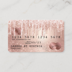 Kreditkarte Styling Rose Gold Glitzer Tropfen Visitenkarte