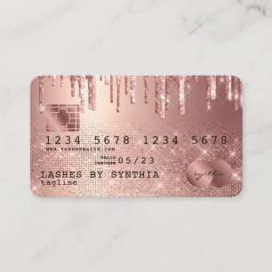 Kreditkarte Styling Rose Gold Glitzer Tropfen Visitenkarte