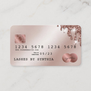 Kreditkarte Styling Rose Gold Glitzer Tropfen Visitenkarte