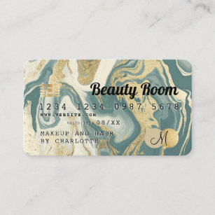 Kreditkartengold aquamarin dunkles Schönheitsmonog Visitenkarte