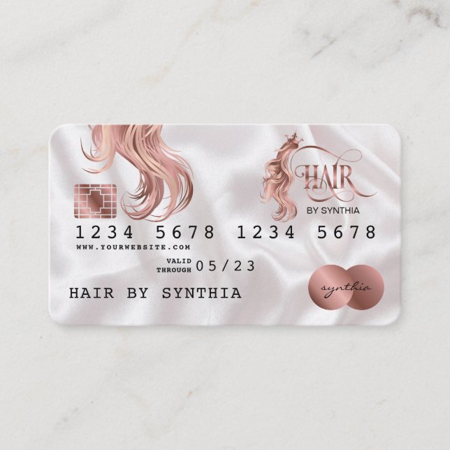 Kreditkartenstyling der Rose Gold Hair Stylist Visitenkarte (Vorderseite)