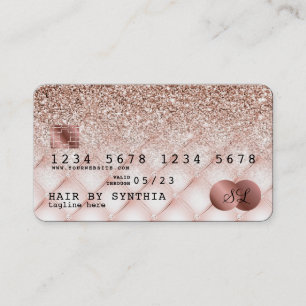 Kreditkartenstyling Rose Gold Glitzer Visitenkarte