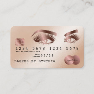 Kreditkartenstyling Rose Gold Long Lashes Visitenkarte