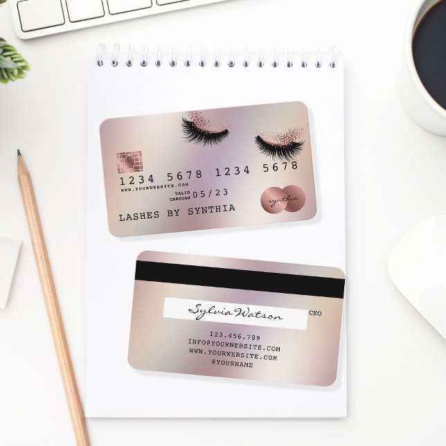 Kreditkartenstyling Rose Gold Long Lashes Visitenkarte (Von Creator hochgeladen)