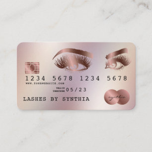 Kreditkartenstyling Rose Gold Long Lashes Visitenkarte